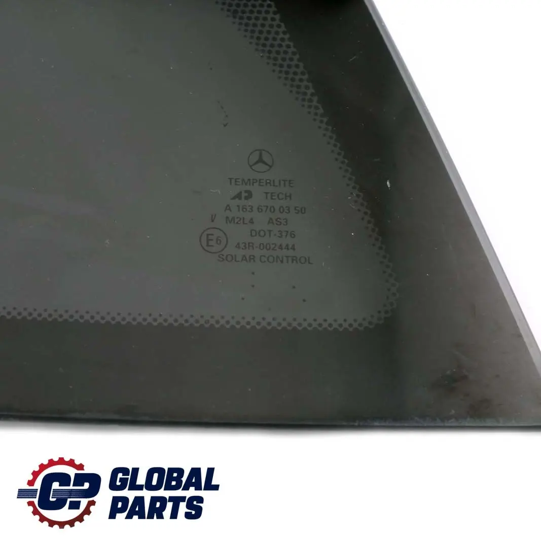 Mercedes-Benz Classe M ML W163 Posteriore Sinistra Vetro Disco AS3 per con numero di parte A1636702350 Mercedes-Benz Classe M ML W163 Posteriore Sinistra Vetro Disco AS3 - SKU A1636702350 - Numero di parte A1636702350