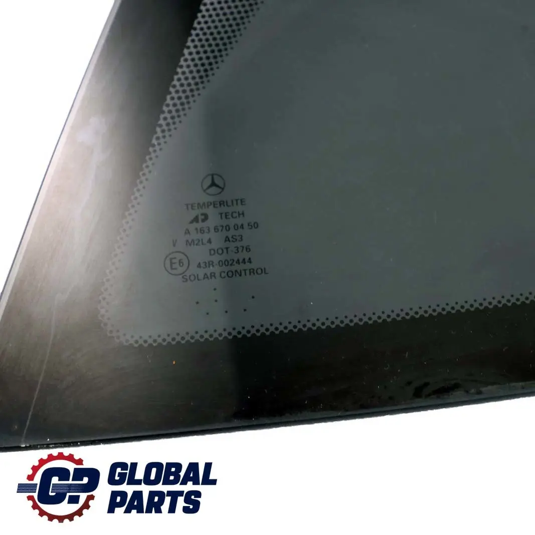 Mercedes-Benz M-Class ML W163 Rear Right O/S Side Window Tinted Black Glass AS3 to with Part number A1636702450 Mercedes-Benz M-Class ML W163 Rear Right O/S Side Window Tinted Black Glass AS3 - SKU A1636702450 - Part number A1636702450