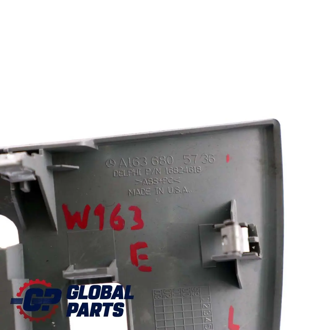 Interruttore controllo livello fari Trim Cover sinistra N/S per Mercedes M ML W163 con numero di parte A1636805736 Mercedes M ML W163 Interruttore controllo livello fari Trim Cover sinistra N/S - SKU A1636805736 - Numero di parte A1636805736