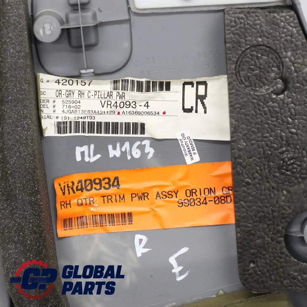  Mercedes-benz M ML W163 Hayon Rumble Couverture Droite - SKU A1636900653 - Numéro de pièce A1636900653