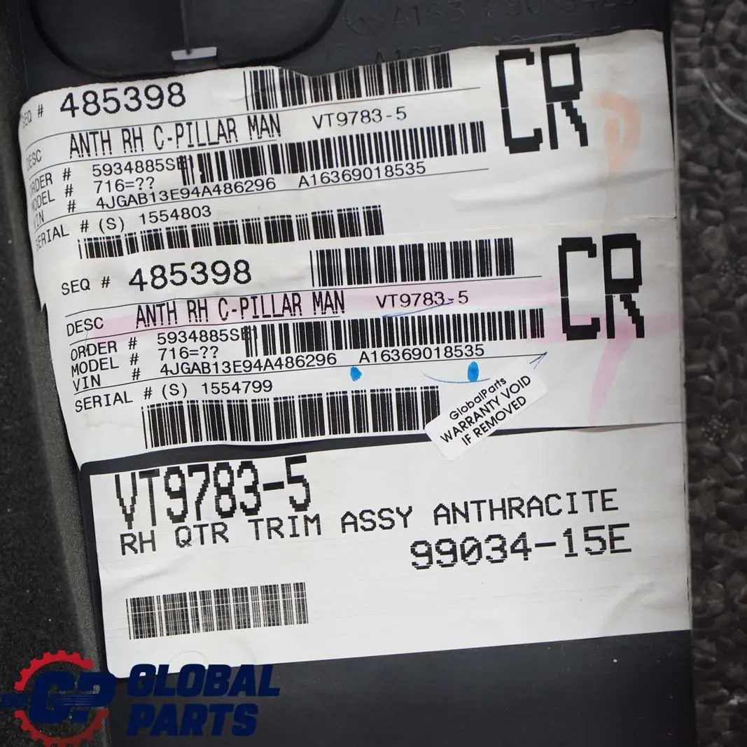  Mercedes-Benz M ML W163 Rear Right O/S Trunk Interior Panel Trim Anthracite - SKU A1636901853 - Part number A1636901853
