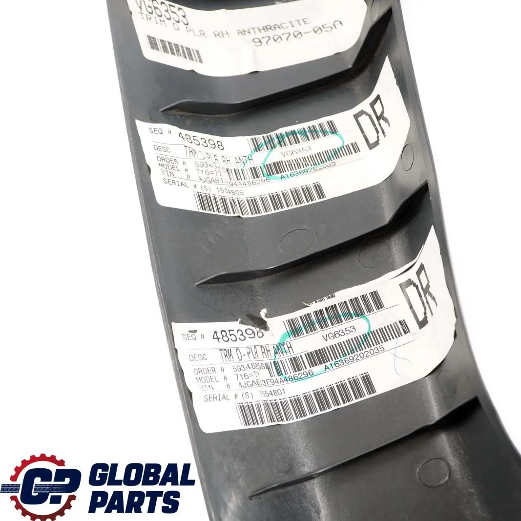 Mercedes-Benz M-Class ML W163 Inside Right O/S D-Pillar Trim Cover to with Part number A1636920203 Mercedes-Benz M-Class ML W163 Inside Right O/S D-Pillar Trim Cover - SKU A1636920203 - Part number A1636920203