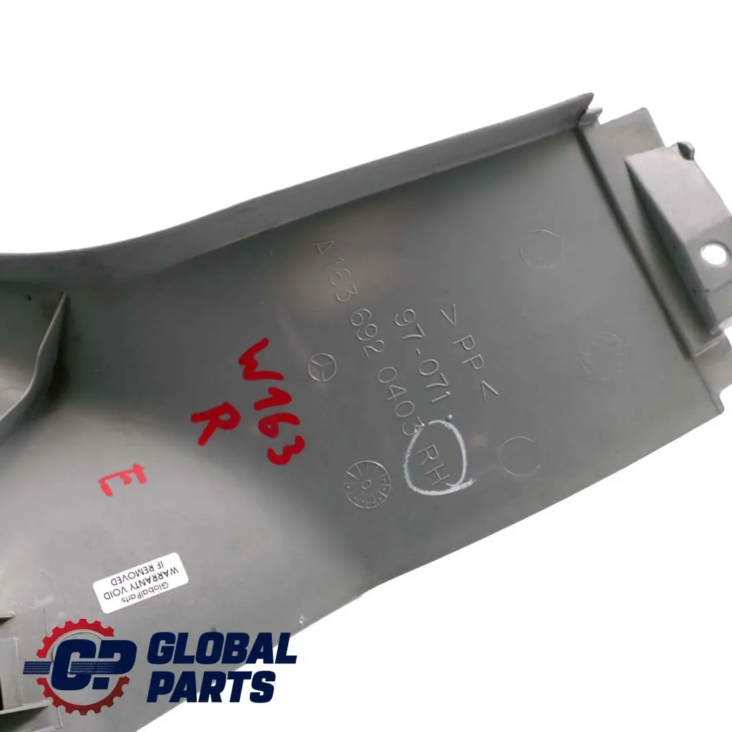  Mercedes-Benz M ML W163 D-Pillar Cover Right Trim Seat Belt Grey - SKU A1636920403 - Part number A1636920403
