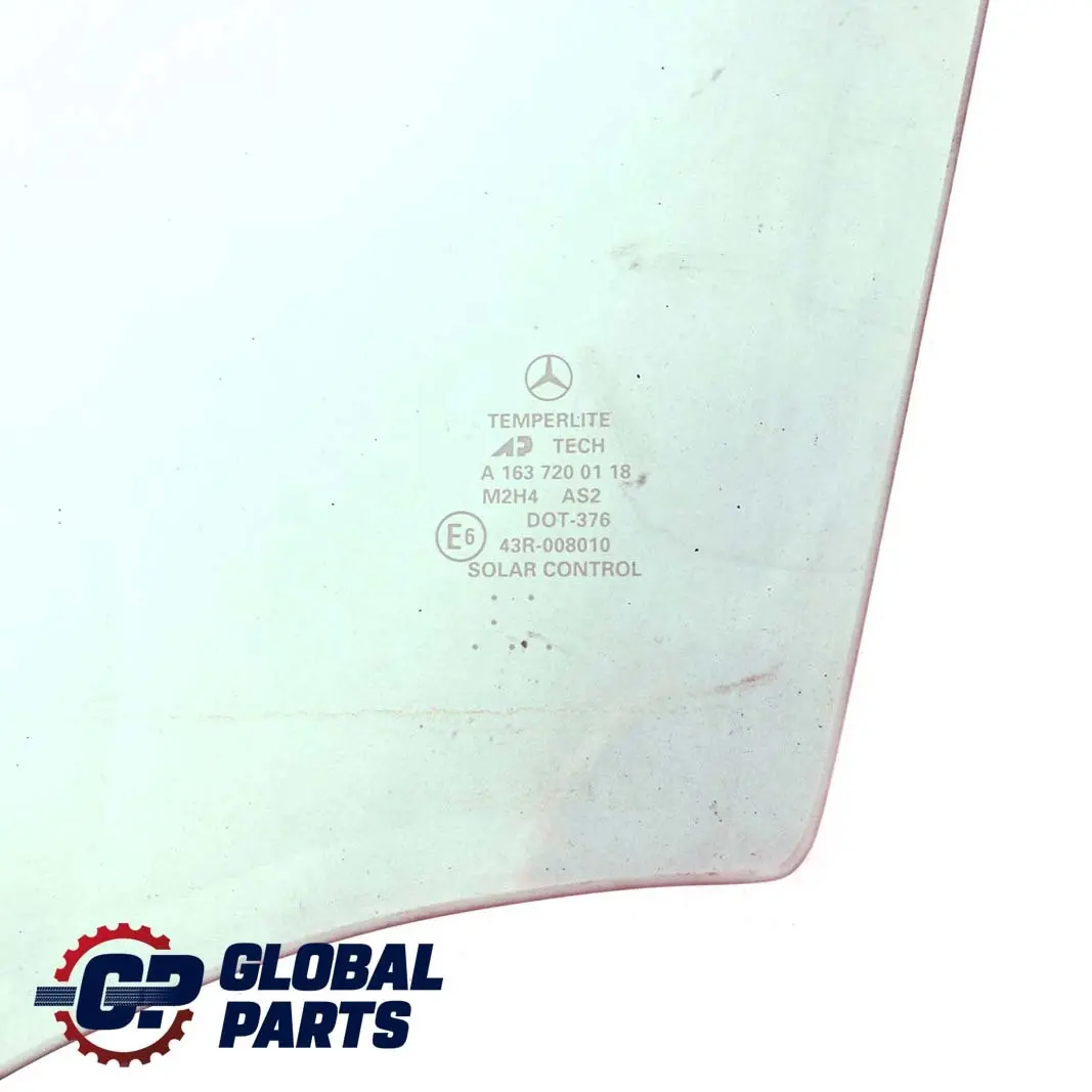 Mercedes-Benz M-Class ML W163 Front Left N/S Window Glass Green AS2 to with Part number A1637200118 Mercedes-Benz M-Class ML W163 Front Left N/S Window Glass Green AS2 - SKU A1637200118 - Part number A1637200118