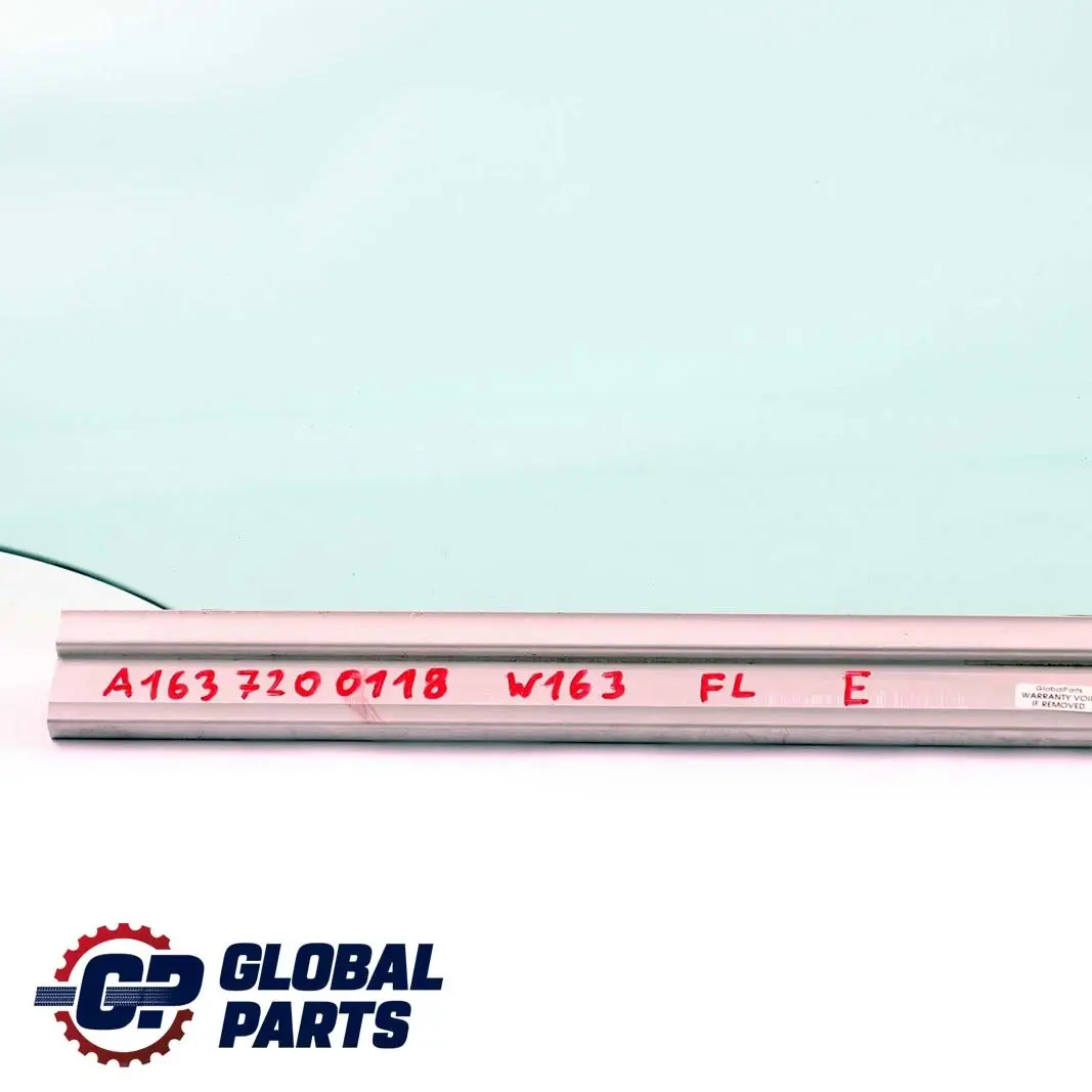 Mercedes-Benz M-Class ML W163 Front Left N/S Window Glass Green AS2 to with Part number A1637200118 Mercedes-Benz M-Class ML W163 Front Left N/S Window Glass Green AS2 - SKU A1637200118 - Part number A1637200118