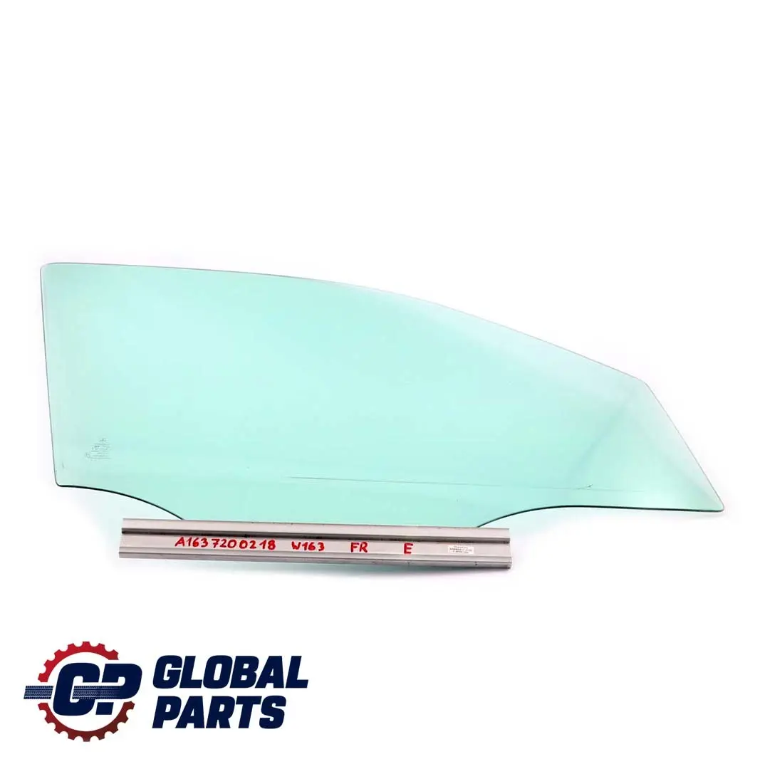 Delantero Derecho Cristal Verde AS2 para Mercedes ML W163 con número de pieza A1637200218 Mercedes ML W163 Delantero Derecho Cristal Verde AS2 - SKU A1637200218 - Número de pieza A1637200218