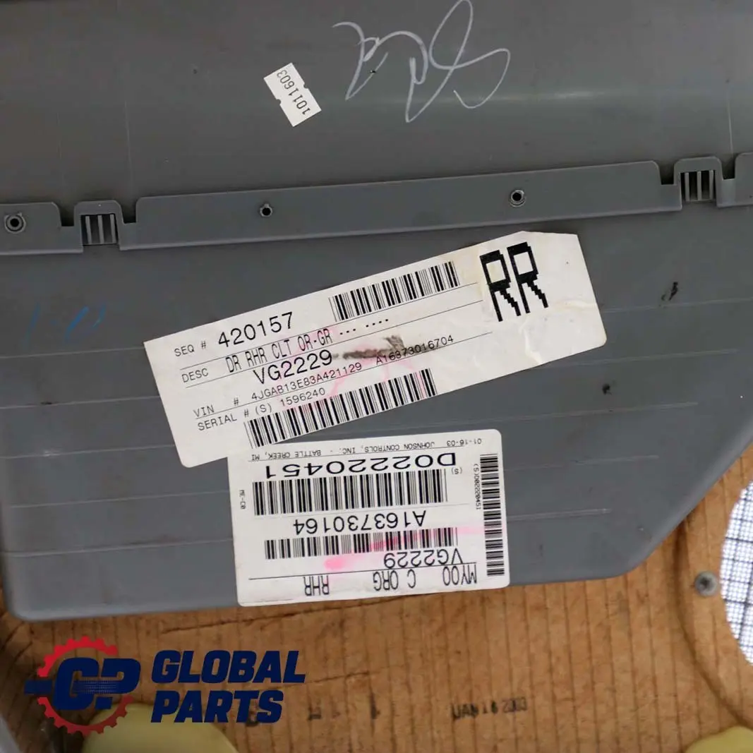 Mercedes-Benz M-Class ML W163 Rear Right O/S Door Card Trim Panel Cloth Grey to with Part number A1637301670 Mercedes-Benz M-Class ML W163 Rear Right O/S Door Card Trim Panel Cloth Grey - SKU A1637301670 - Part number A1637301670