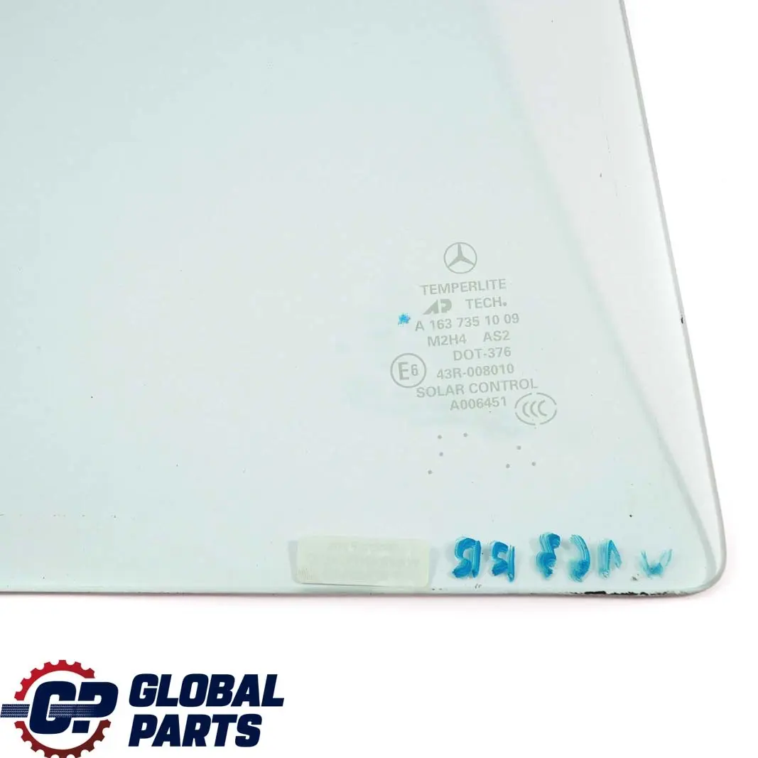 Mercedes-Benz M-Class ML W163 Rear Right O/S Door Window Small Green Glass AS2 to with Part number A1637351009 Mercedes-Benz M-Class ML W163 Rear Right O/S Door Window Small Green Glass AS2 - SKU A1637351009 - Part number A1637351009