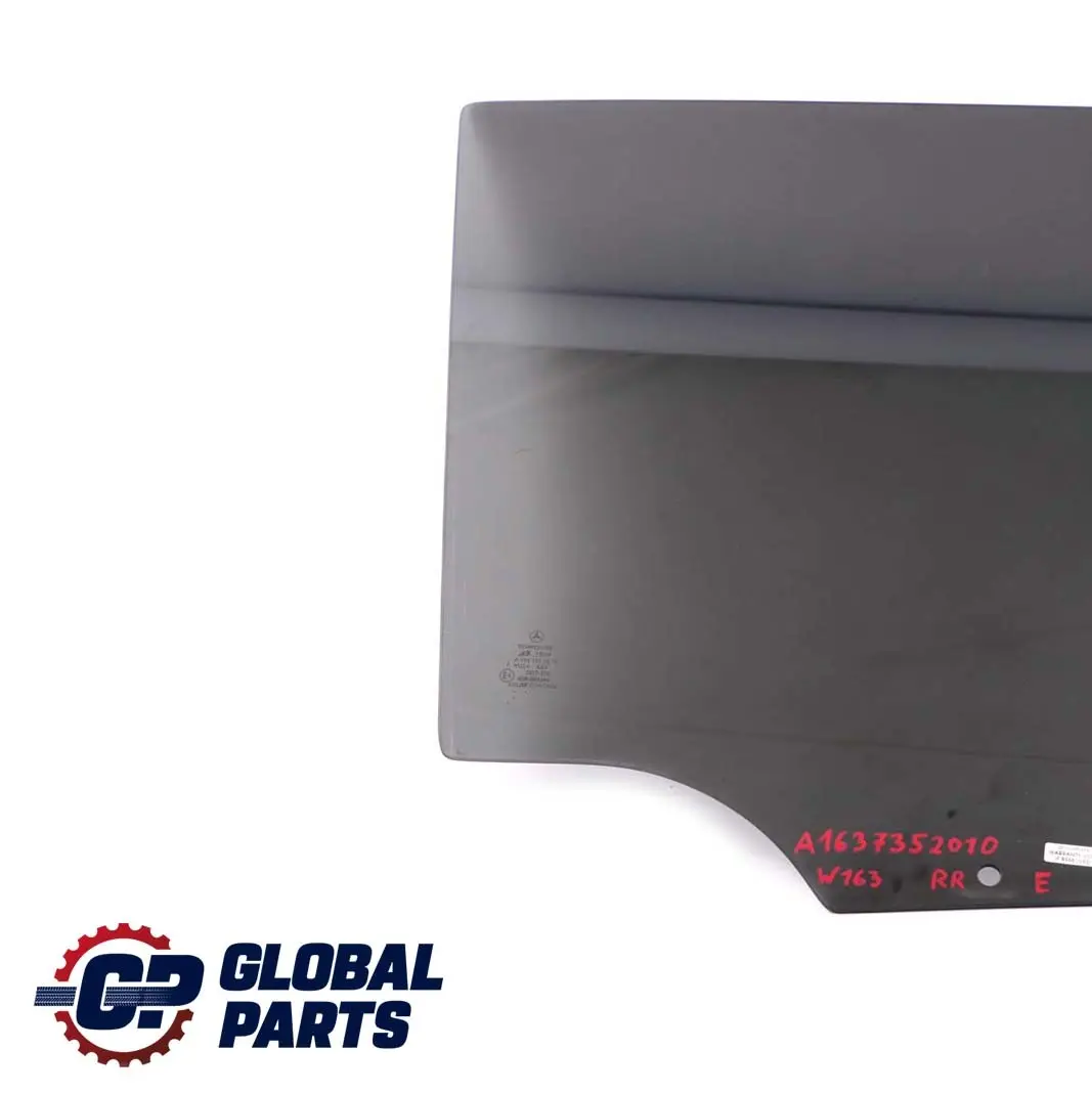 Door Window Tinted Black Glass AS3 Right O/S to Mercedes ML W163 Rear with Part number A1637352010 Mercedes ML W163 Rear Door Window Tinted Black Glass AS3 Right O/S - SKU A1637352010 - Part number A1637352010