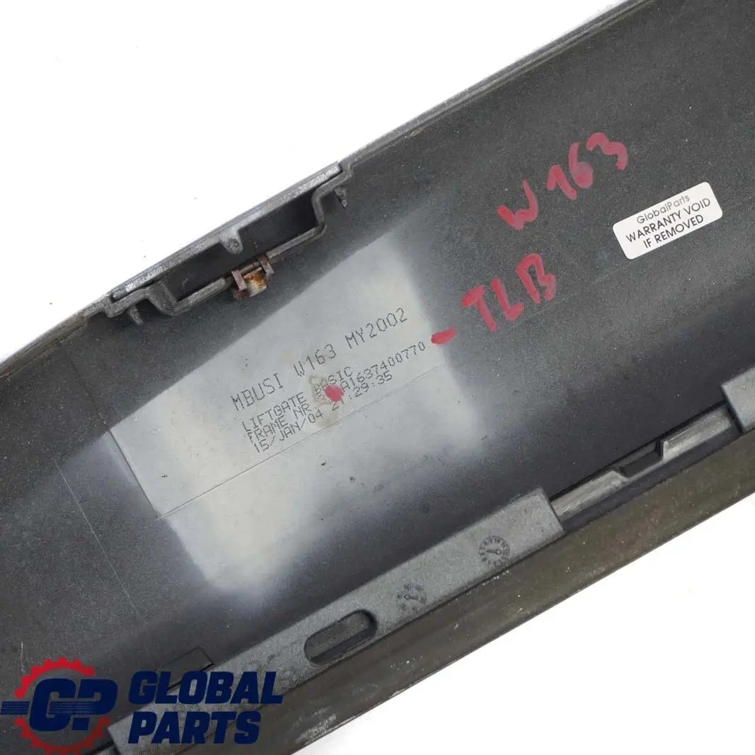 Mercedes-Benz M ML W163 Rear Cover Panel Trim Strip Tailgate Teallite Blue 353 to with Part number A1637400770 Mercedes-Benz M ML W163 Rear Cover Panel Trim Strip Tailgate Teallite Blue 353 - SKU A1637400770-TLB - Part number A1637400770