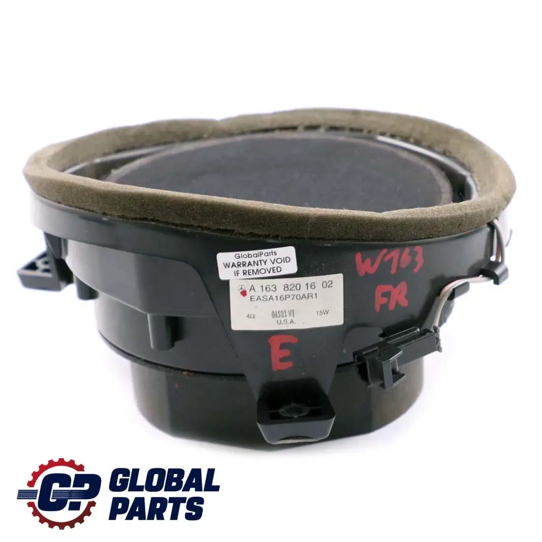 Front Right O/S Door Speaker Loudspeaker to Mercedes M-Class ML W163 with Part number A1638201602 Mercedes M-Class ML W163 Front Right O/S Door Speaker Loudspeaker - SKU A1638201602 - Part number A1638201602