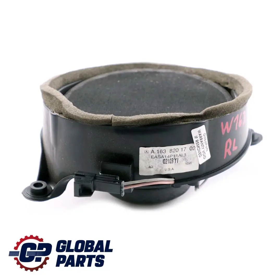  Mercedes-Benz Clase ML W163 Rear Left Door Speaker Loudspeaker - SKU A1638201702 - Número de pieza A1638201702