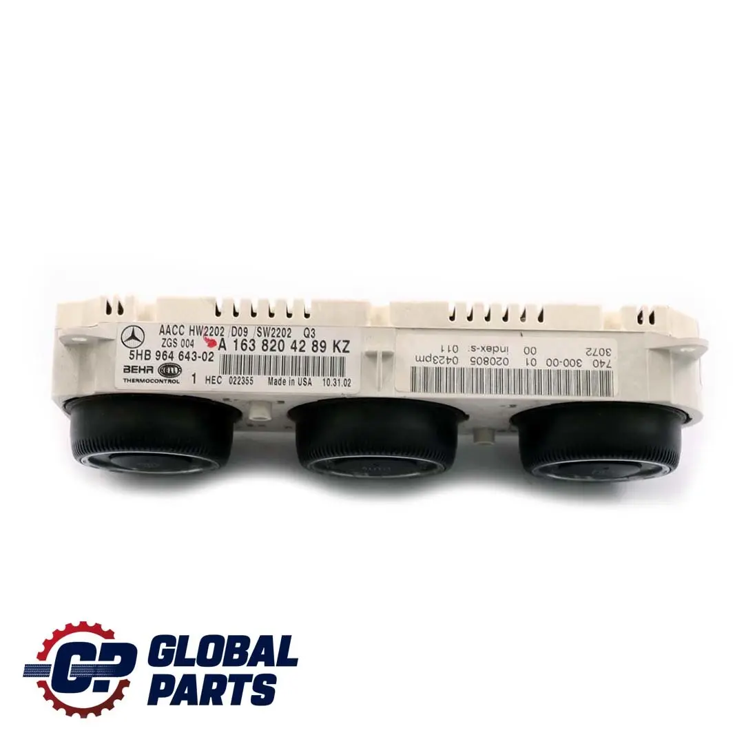 Mercedes M-Class ML W163 Heater Climate Control Unit Switch Panel - SKU A1638204289 - Part number A1638204289