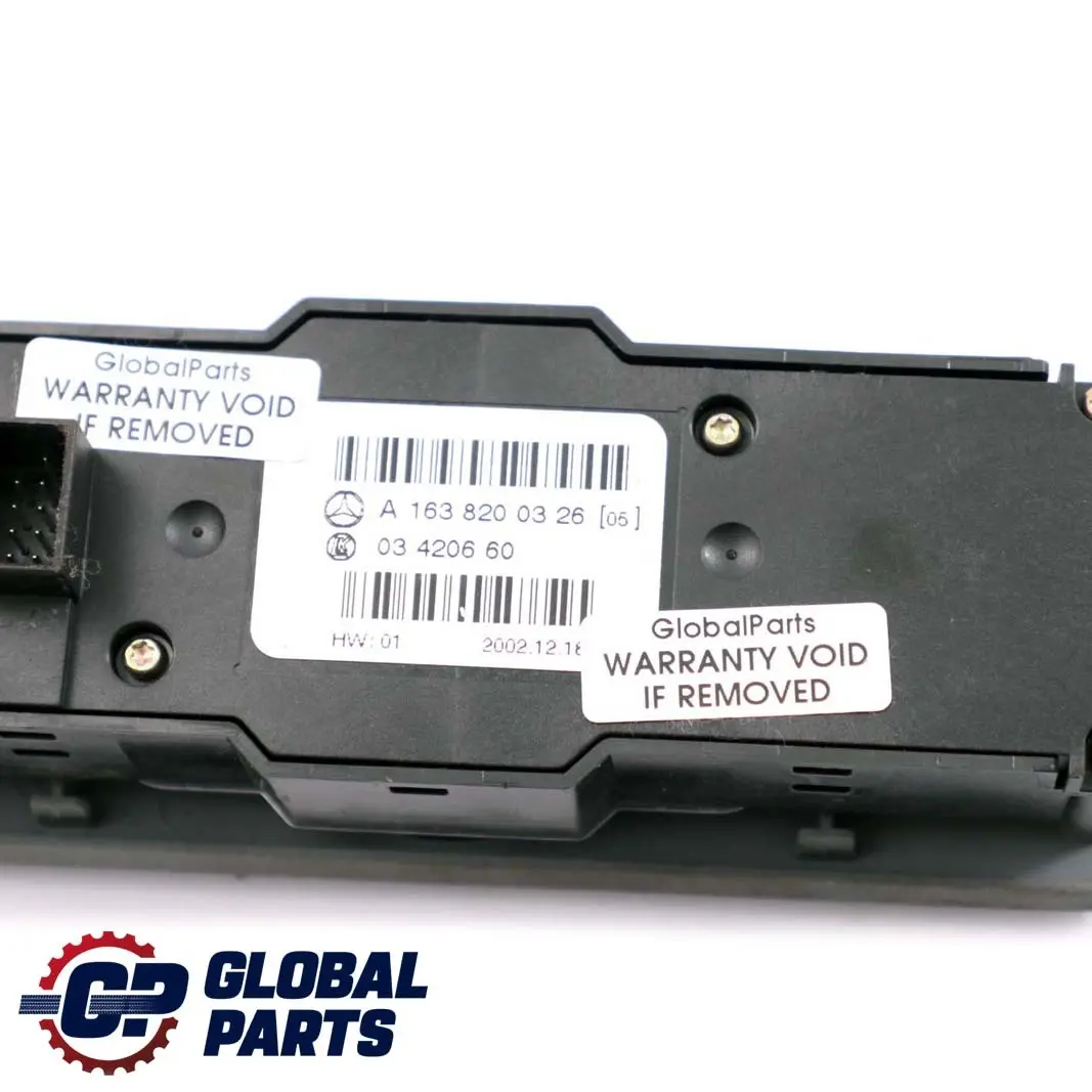 Mercedes-Benz M-Class W163 Centre Console Window Air Conditioning Switch Panel - SKU A1638204910 - Part number A1688206810
