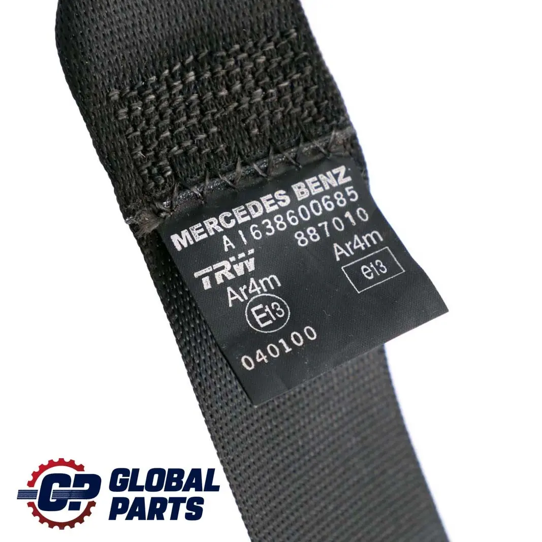 Mercedes ML W163 Seat Belt Rear Right O/S Black - SKU A1638600685 - Part number A1638600685