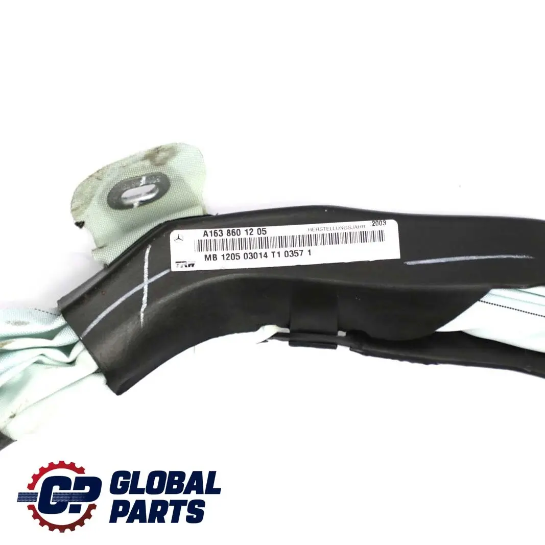 Mercedes-Benz ML W163 Drop Down Right O/S Side Curtain to with Part number A1638601205 Mercedes-Benz ML W163 Drop Down Right O/S Side Curtain - SKU A1638601205 - Part number A1638601205