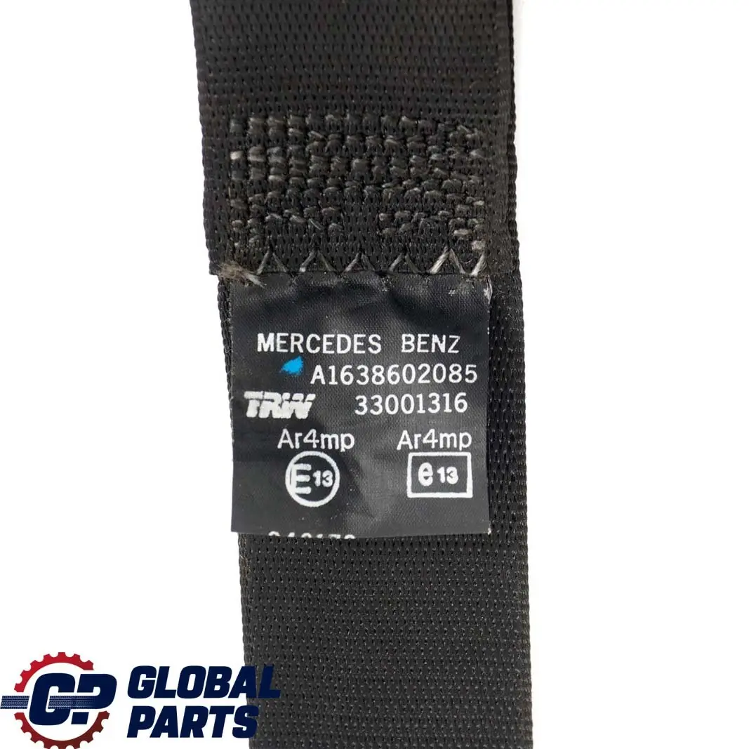  Mercedes-Benz M-Class ML W163 Rear Right O/S Seat Belt Black - SKU A1638602085 - Part number A1638602085