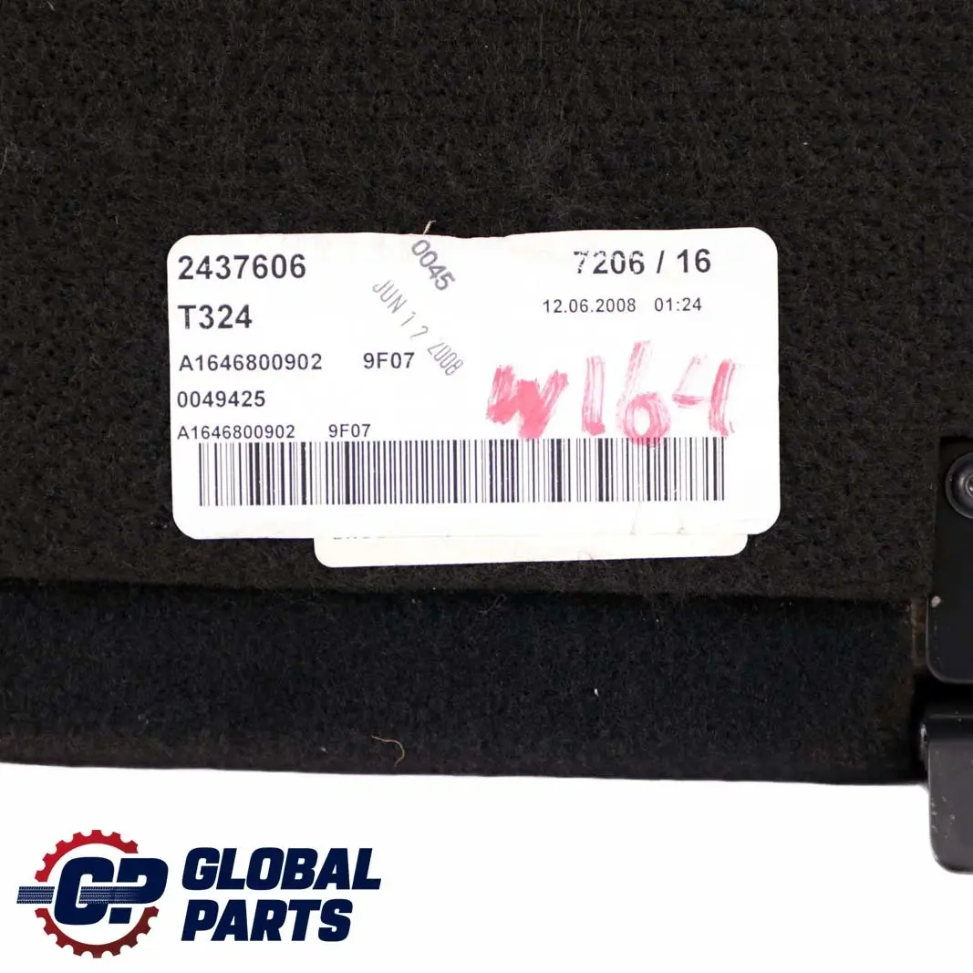 Boot Loading Floor Cover Carpet Trunk Black to Mercedes ML W164 with Part number A1646800902 Mercedes ML W164 Boot Loading Floor Cover Carpet Trunk Black - SKU A1646800902 - Part number A1646800902