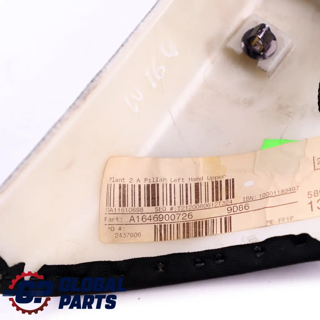 Mercedes ML W164 Panneau recouvrement montant A avant gauche Noir - SKU A1646900726 - Numéro de pièce A1646900726
