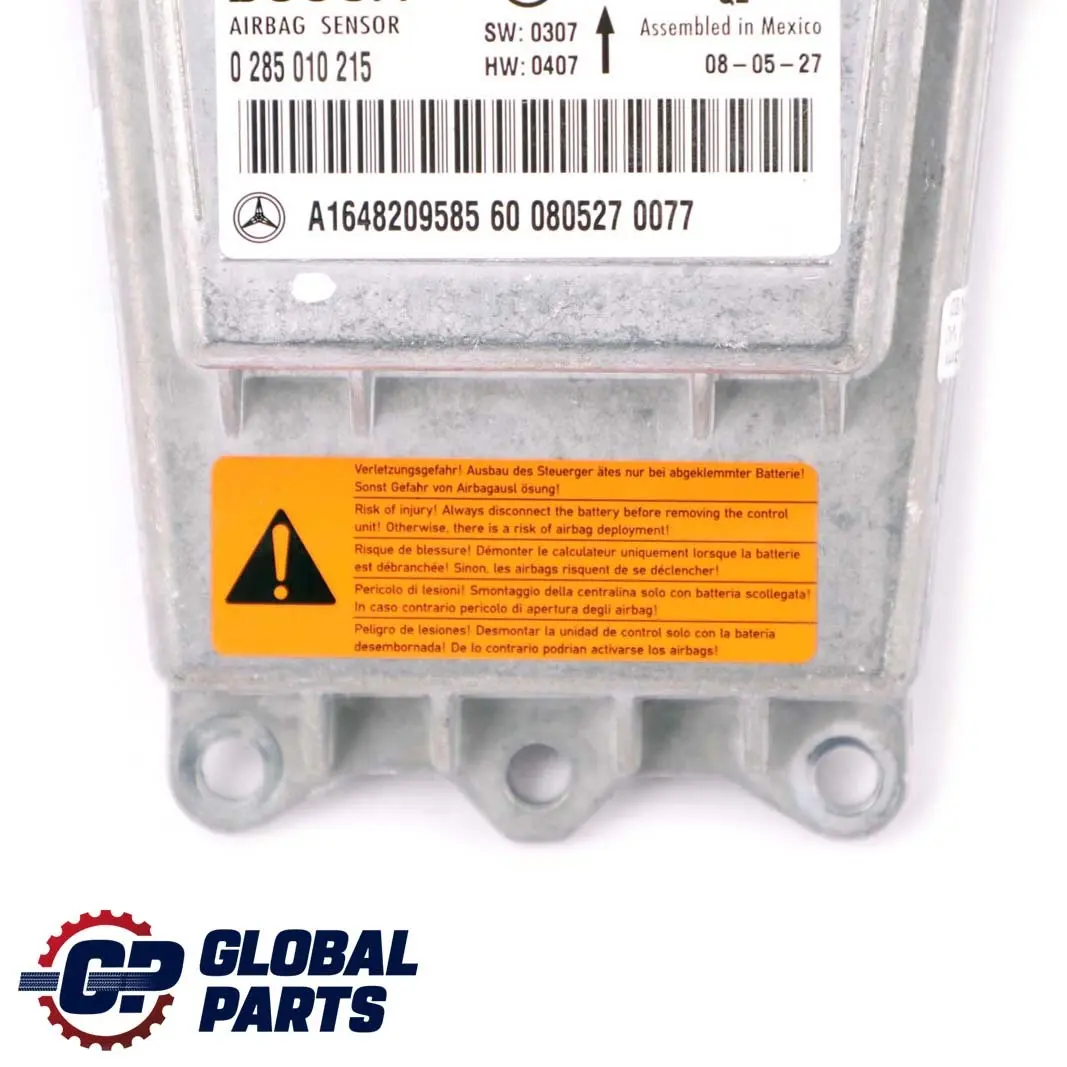Moduł Sterownik Poduszki Powietrznej Airbag do Mercedes ML W164 o numerze A1648209585 Mercedes ML W164 Moduł Sterownik Poduszki Powietrznej Airbag - SKU A1648209585 - Numer Części A1648209585