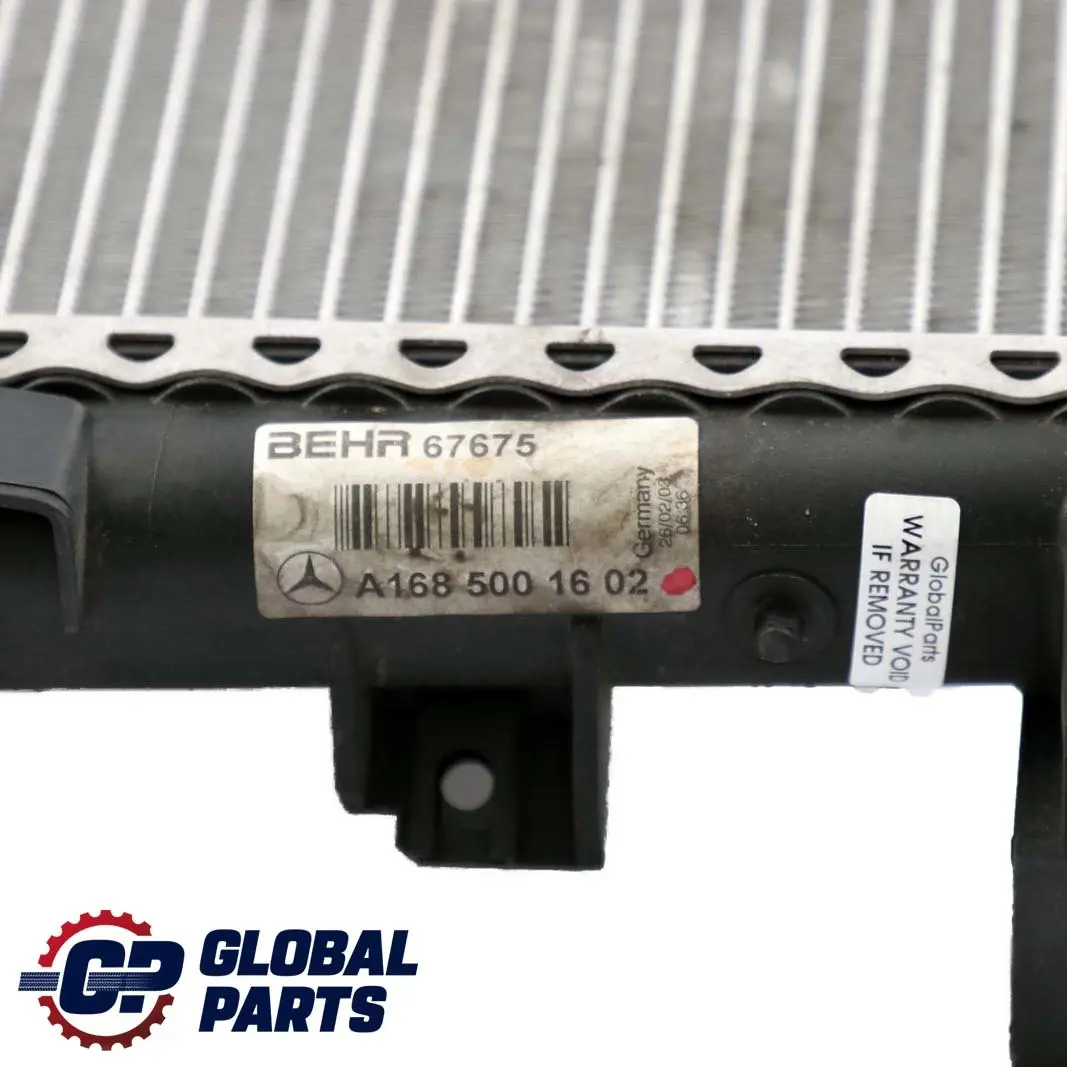 Mercedes-Benz A-Class W168 Engine Cooling Water Radiator to with Part number A1685001602 Mercedes-Benz A-Class W168 Engine Cooling Water Radiator - SKU A1685001602 - Part number A1685001602