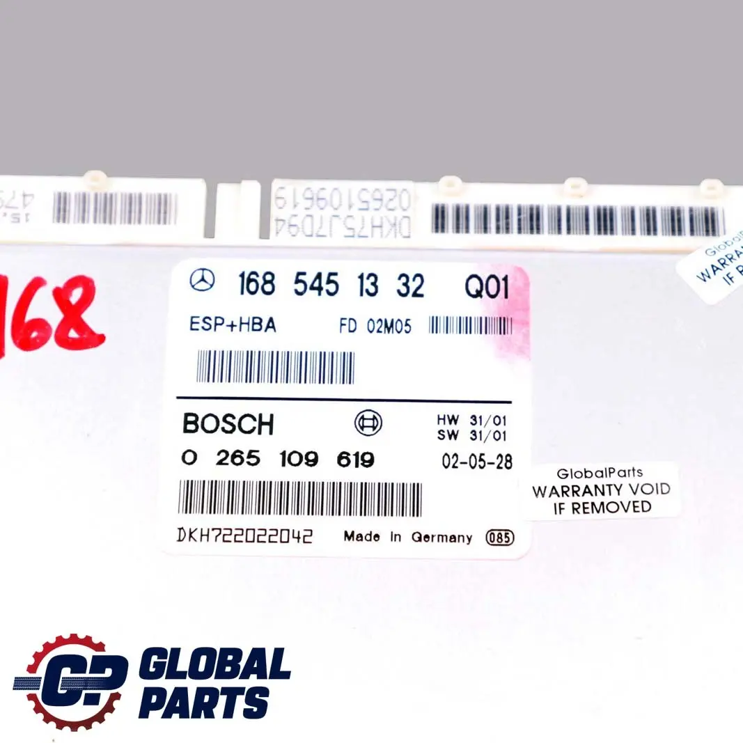 Mercedes-Benz A-Class W168 ESP BAS Control Unit Module ECU to with Part number A1685451332 Mercedes-Benz A-Class W168 ESP BAS Control Unit Module ECU - SKU A1685451332 - Part number A1685451332