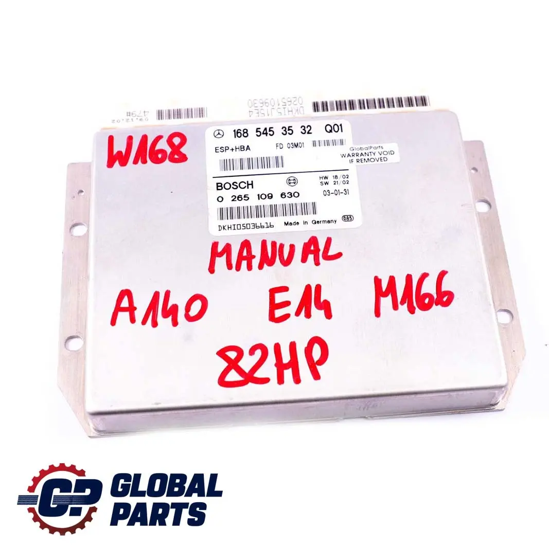  Mercedes-Benz W168 A140 82PS Motore Centralina ECU + 2 Chiave - SKU A1685453532-1 - Numero di parte A1685453532