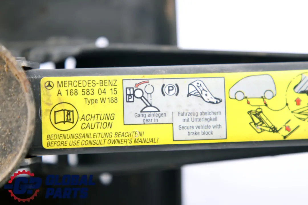 Benz A Class W168 Car Lifting Jack Tool Emergency Wheel to Mercedes with Part number A1685830415 Mercedes Benz A Class W168 Car Lifting Jack Tool Emergency Wheel - SKU A1685830415 - Part number A1685830415