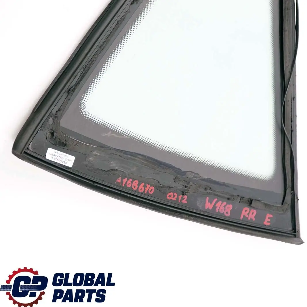 Mercedes-Benz W168 Verre Fixe Garde-Boue Arriere Droite Vitre pour à propos du numéro de pièce A1686700212 Mercedes-Benz W168 Verre Fixe Garde-Boue Arriere Droite Vitre - SKU A1686700212 - Numéro de pièce A1686700212