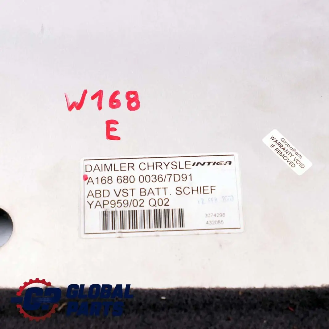 Benz W168 Tapa De La bateria Tapa del suelo Antracita para Mercedes con número de pieza A1686800036 Mercedes Benz W168 Tapa De La bateria Tapa del suelo Antracita - SKU A1686800036 - Número de pieza A1686800036