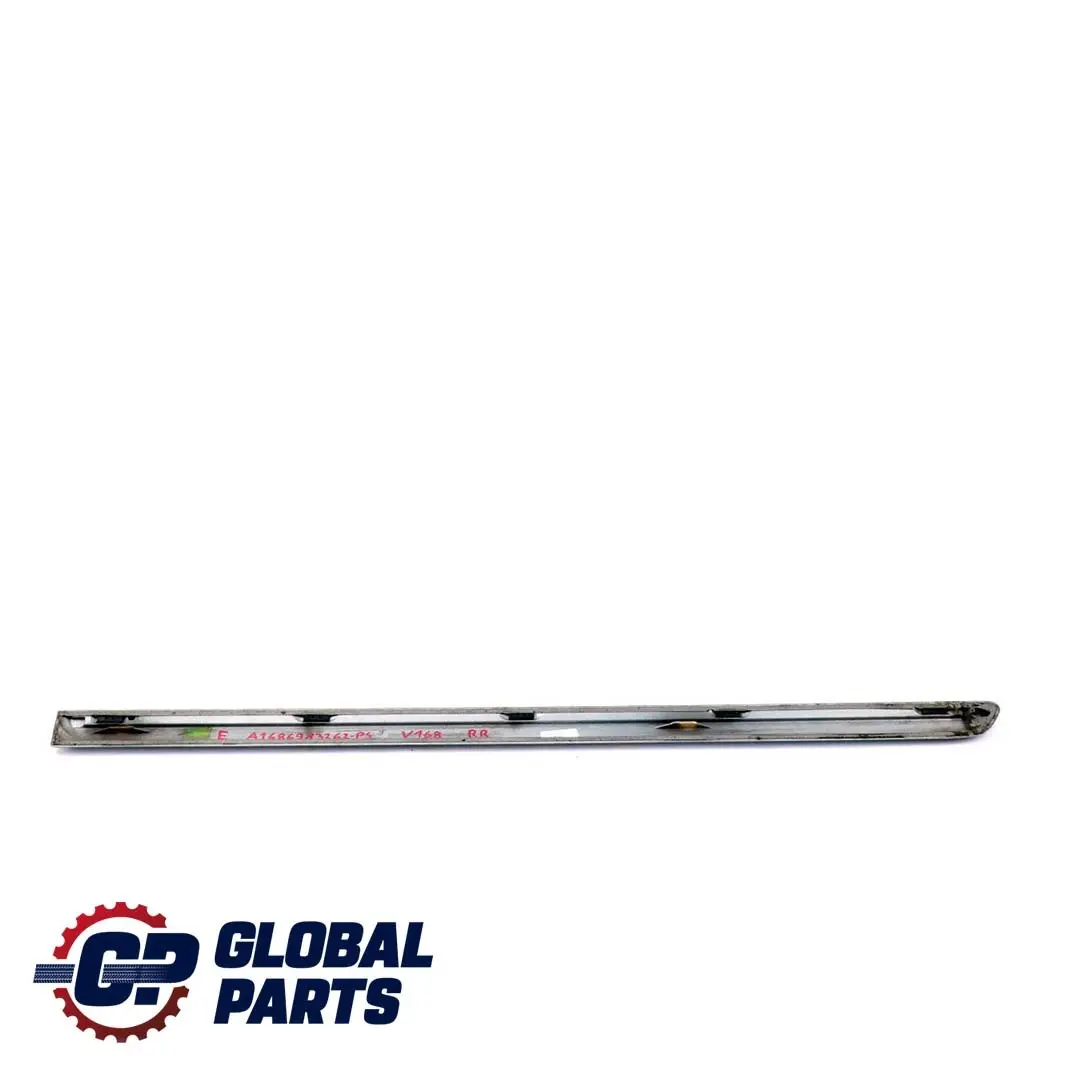 Right Door O/S Moulding Trim Strip Polar Silver 761 to Mercedes A-Class W168 Rear with Part number A1686983262 Mercedes A-Class W168 Rear Right Door O/S Moulding Trim Strip Polar Silver 761 - SKU A1686983262-PS - Part number A1686983262