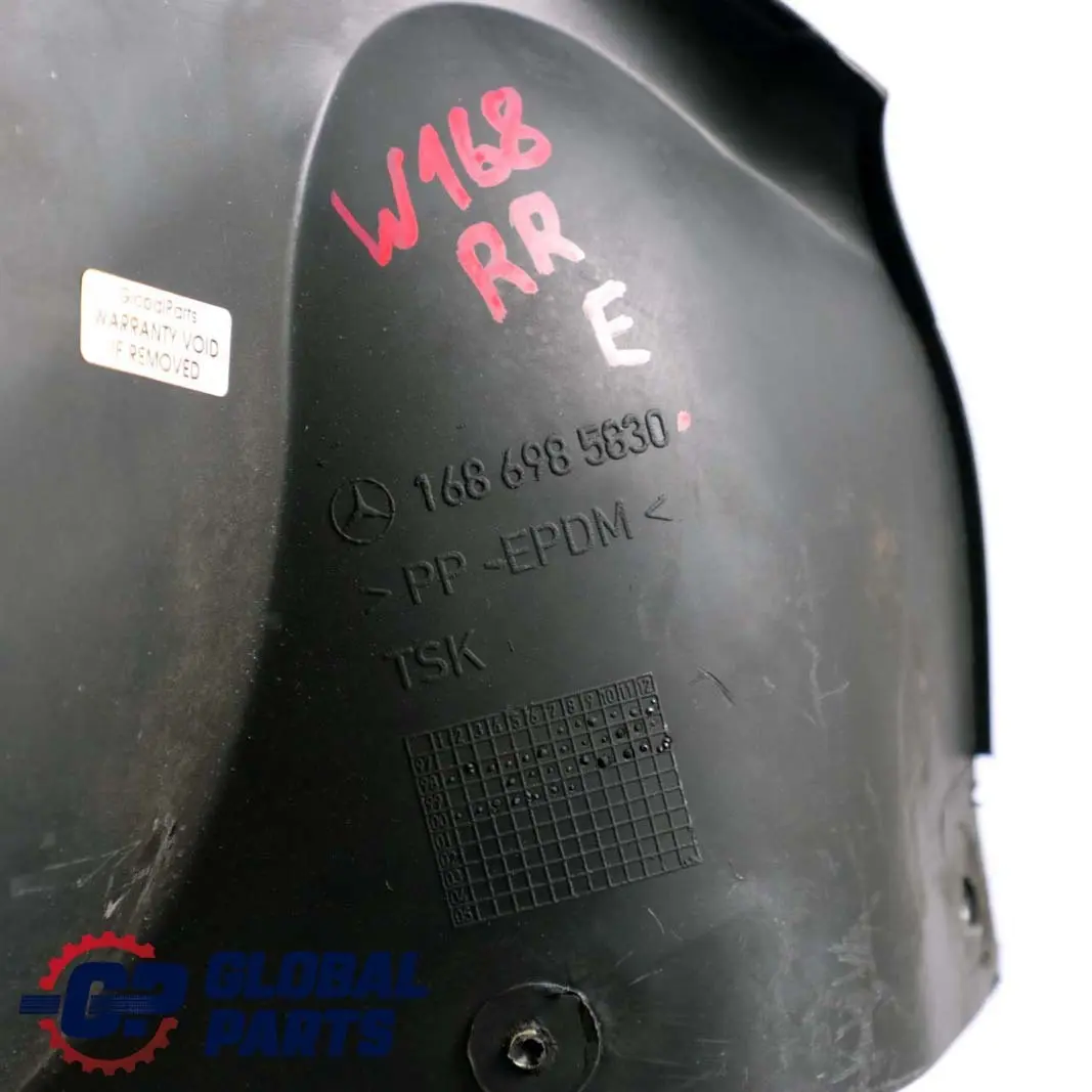 Mercedes-Benz A W168 Pannello copertura del passaruota posteriore destro per con numero di parte A1686985830 Mercedes-Benz A W168 Pannello copertura del passaruota posteriore destro - SKU A1686985830 - Numero di parte A1686985830