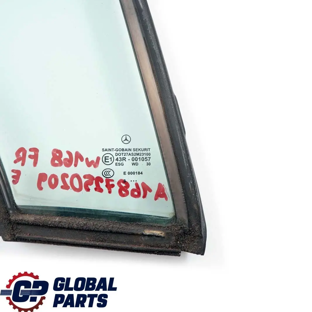  Mercedes-Benz A-Class W168 Front Right O/S Door Quarter Window AS2 - SKU A1687250209 - Part number A1687250209