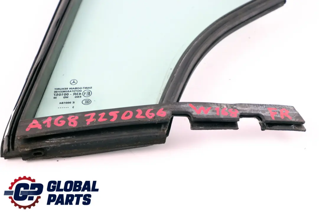 Mercedes-Benz A-Class W168 Front Right O/S Door Quarter Window AS2 to with Part number A1687250266 Mercedes-Benz A-Class W168 Front Right O/S Door Quarter Window AS2 - SKU A1687250266 - Part number A1687250266