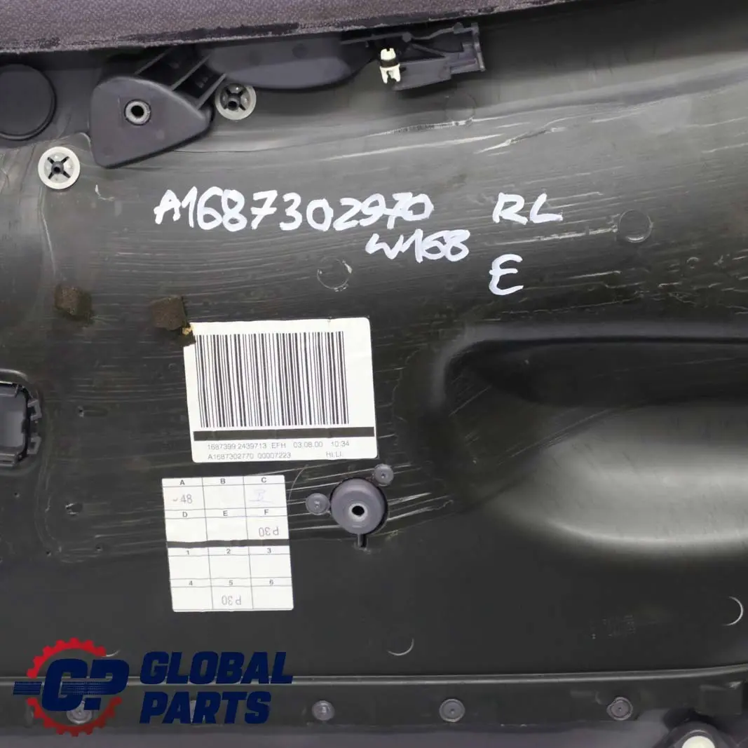  Mercedes-Benz A-Class W168 Rear Left N/S Door Card Trim Panel Cloth Slate Grey - SKU A1687302970 - Part number A1687302970
