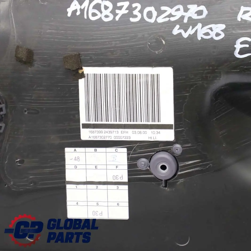 Trasero Izquierdo Panel Embellecedor Puerta Tela Gris Pizarra para Mercedes W168 con número de pieza A1687302970 Mercedes W168 Trasero Izquierdo Panel Embellecedor Puerta Tela Gris Pizarra - SKU A1687302970 - Número de pieza A1687302970