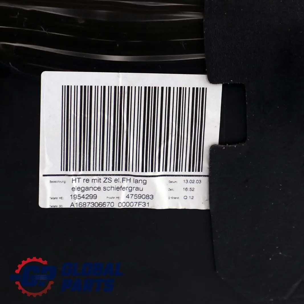 V168 Panel Embellecedor Tarjeta Puerta Trasera Derecha Gris para Mercedes W168 con número de pieza A1687306670 Mercedes W168 V168 Panel Embellecedor Tarjeta Puerta Trasera Derecha Gris - SKU A1687306670 - Número de pieza A1687306670