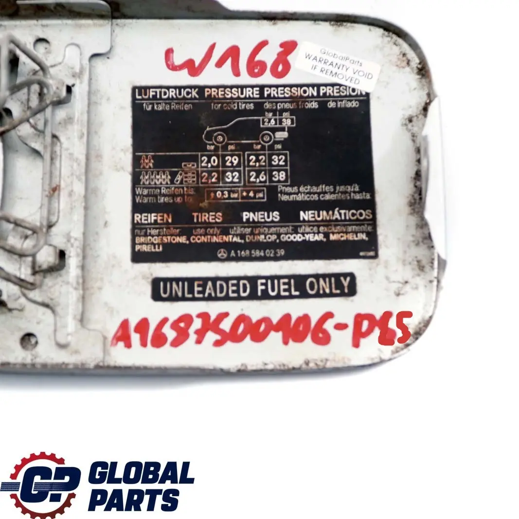 Mercedes-Benz A-Klasse W168 Tankklappe Tankdeckel Polar Silber Metallic 761 für mit Teilenummer A1687500106 Mercedes-Benz A-Klasse W168 Tankklappe Tankdeckel Polar Silber Metallic 761 - SKU A1687500106-PLS - Teilenummer A1687500106