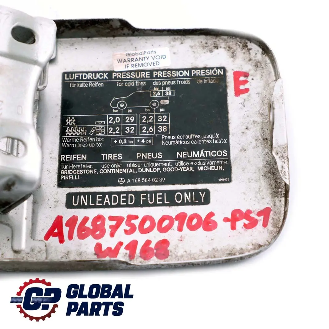 Tapa del Deposito De Combustible Plata Polar Metalizado 761U para Mercedes W168 1 con número de pieza A1687500106 Mercedes W168 1 Tapa del Deposito De Combustible Plata Polar Metalizado 761U - SKU A1687500106-PS1 - Número de pieza A1687500106