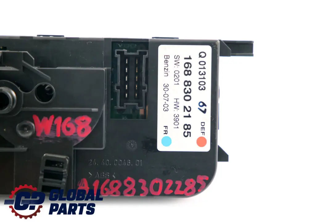 Mercedes-Benz A-Class W168 Climate Heater Control Unit Switch Panel - SKU A1688302285 - Part number A1688302185