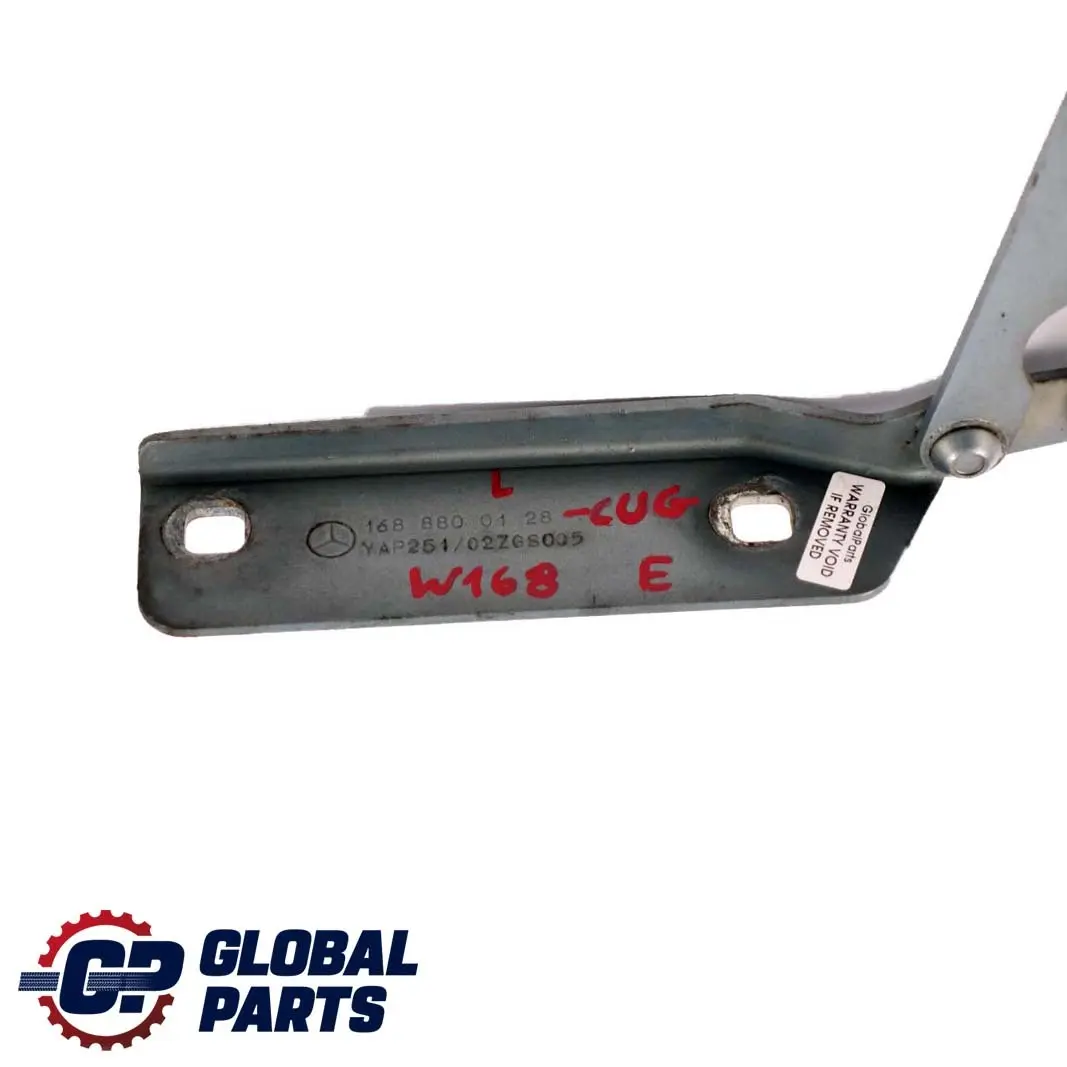Mercedes-Benz A W168 Cerniera Sinistra N/S Cofano Anteriore Cumulo Grigio - 757 per con numero di parte A1688800228 Mercedes-Benz A W168 Cerniera Sinistra N/S Cofano Anteriore Cumulo Grigio - 757 - SKU A1688800128-CUG - Numero di parte A1688800228