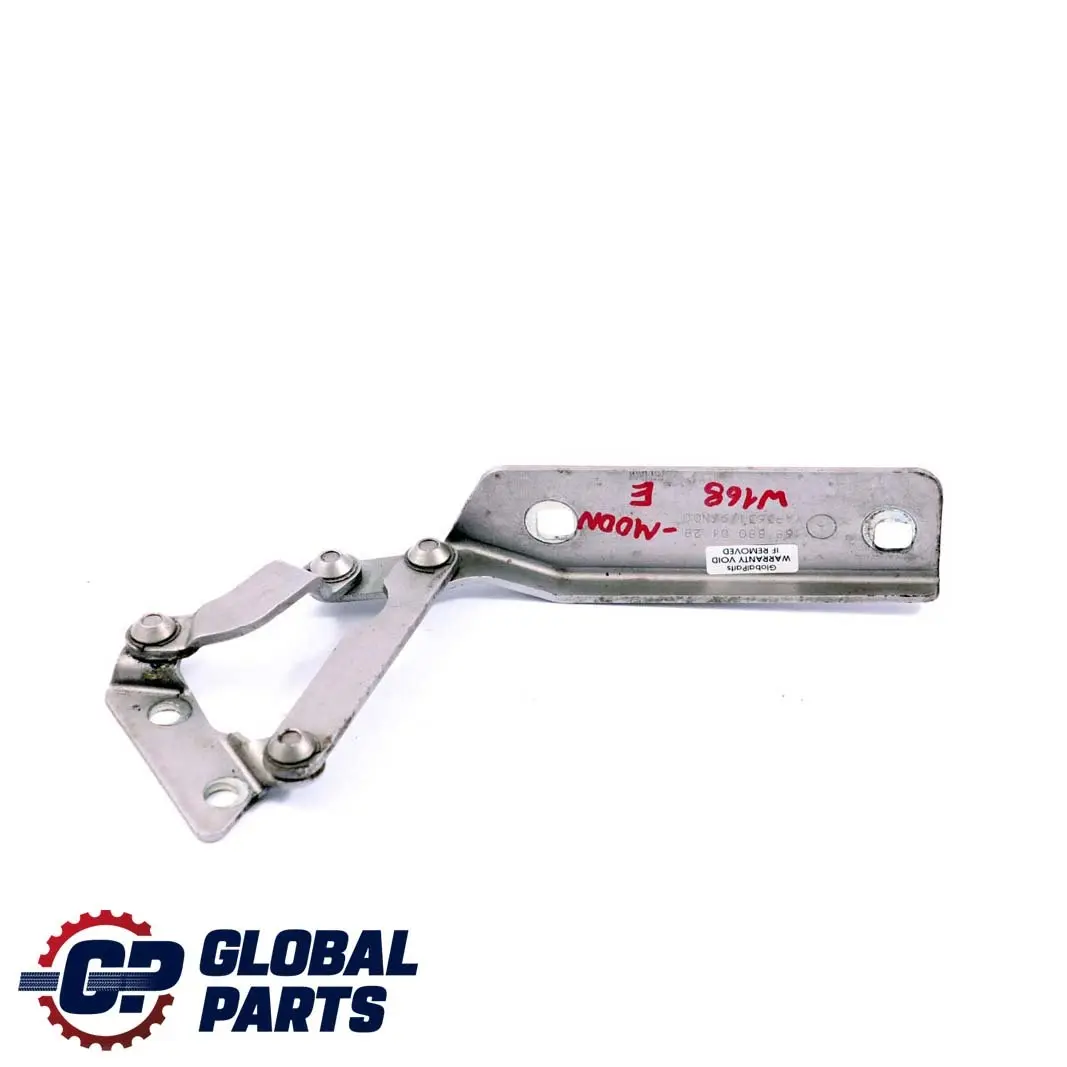 Cerniera sinistra N/S Cofano anteriore Argento Chiaro A1688800128 per Mercedes W168 con numero di parte A1688800228 Mercedes W168 Cerniera sinistra N/S Cofano anteriore Argento Chiaro A1688800128 - SKU A1688800128-MOON - Numero di parte A1688800228