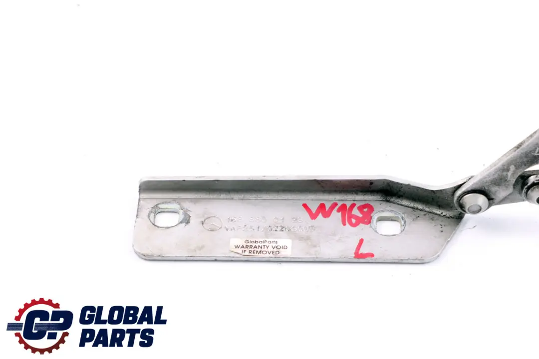 Lewe zawiasy maski srebrne do Mercedes W168 o numerze A1688800228 Mercedes W168 Lewe zawiasy maski srebrne - SKU A1688800128-PS - Numer Części A1688800228