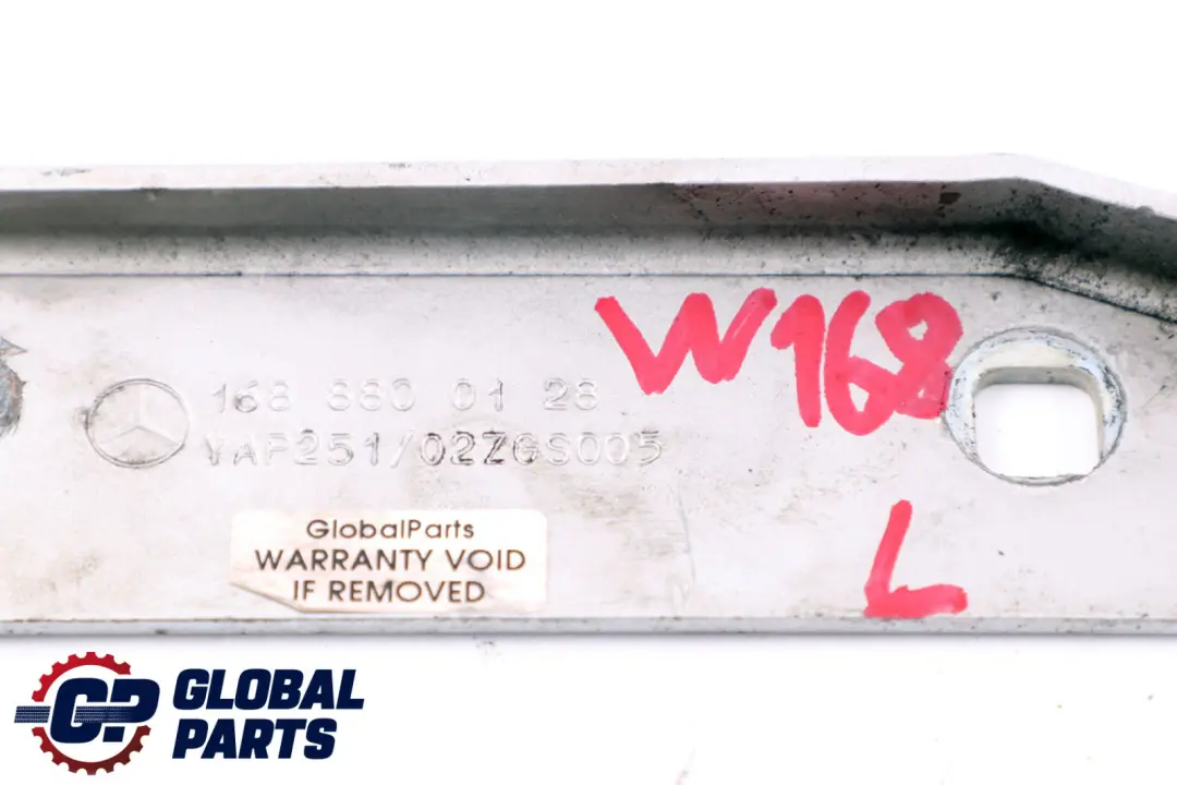 Class W168 Hinge Left N/S Bonnet Front Polar Silver A1688800128 to Mercedes A with Part number A1688800228 Mercedes A Class W168 Hinge Left N/S Bonnet Front Polar Silver A1688800128 - SKU A1688800128-PS - Part number A1688800228