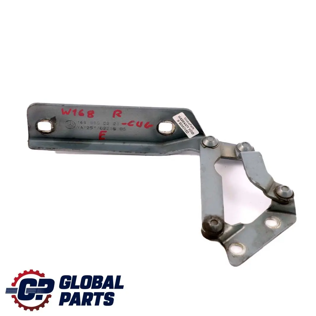 Mercedes-Benz A W168 Hinge Right O/S Hood Bonnet Front Cumulus Grey - 757 to with Part number A1688800228 Mercedes-Benz A W168 Hinge Right O/S Hood Bonnet Front Cumulus Grey - 757 - SKU A1688800228-CUG - Part number A1688800228