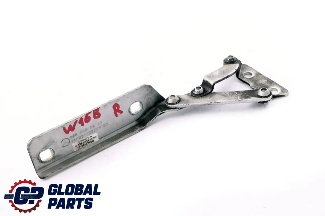 Hinge Right O/S Bonnet Front Polar Silver to Mercedes A-Class W168 with Part number A1688800228 Mercedes A-Class W168 Hinge Right O/S Bonnet Front Polar Silver - SKU A1688800228-PS - Part number A1688800228