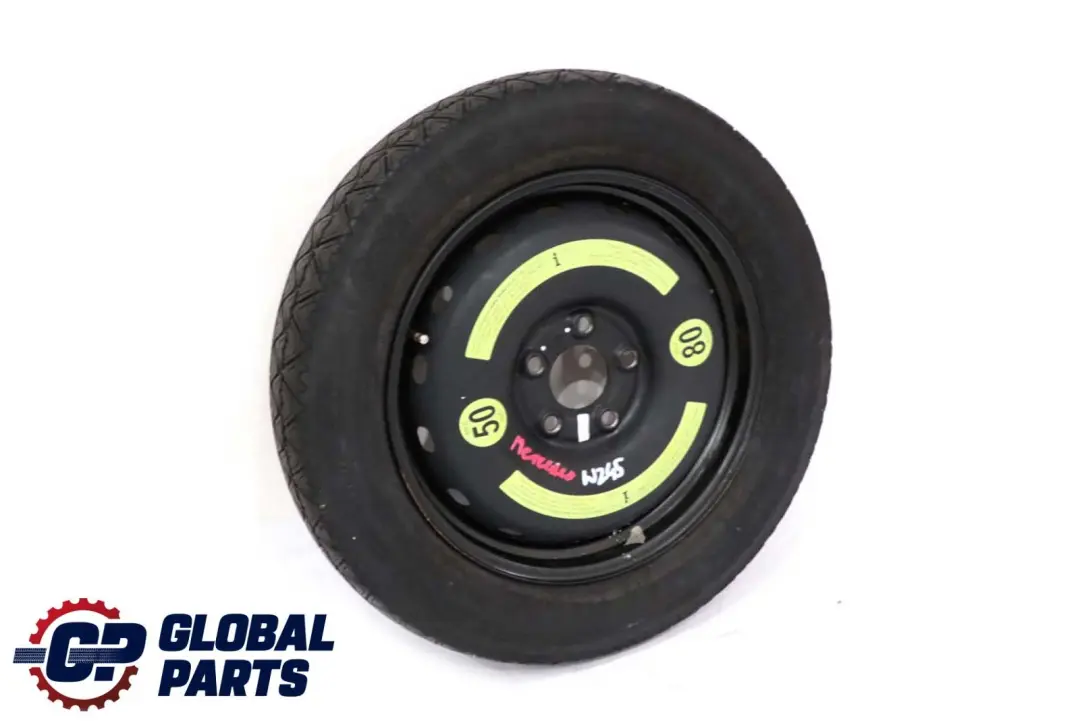 Spare Wheel Mercedes W169 W245 Compact Steel R16 Tyre 125/90 to with Part number A1694000802 Spare Wheel Mercedes W169 W245 Compact Steel R16 Tyre 125/90 - SKU A1694000802 - Part number A1694000802
