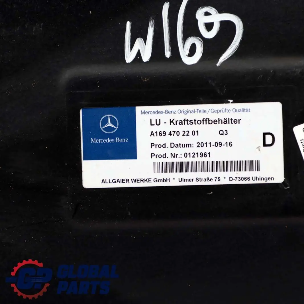 Mercedes-Benz A-Class W169 160 CDI Fuel Tank Diesel to with Part number A1694702201 Mercedes-Benz A-Class W169 160 CDI Fuel Tank Diesel - SKU A1694702201 - Part number A1694702201