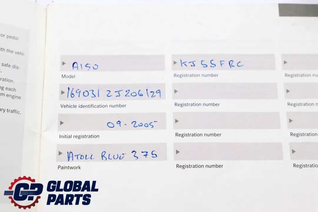 Service Booklet Book Set Pouch Case Wallet to Mercedes A-Class W169 with Part number A1695847581 Mercedes A-Class W169 Service Booklet Book Set Pouch Case Wallet - SKU A1695847581 - Part number A1695847581