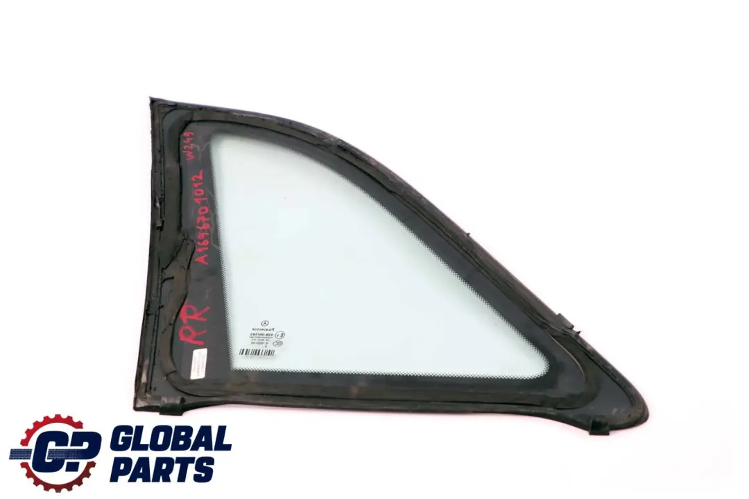 Right O/S Side Window Green Glass AS2 to Mercedes B-Class W245 Rear with Part number A1696701012 Mercedes B-Class W245 Rear Right O/S Side Window Green Glass AS2 - SKU A1696701012 - Part number A1696701012